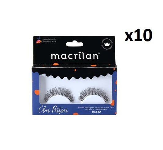Cx C/10 Un - Cílios Postiços Fios Longos - CL3-8 - Macrilan