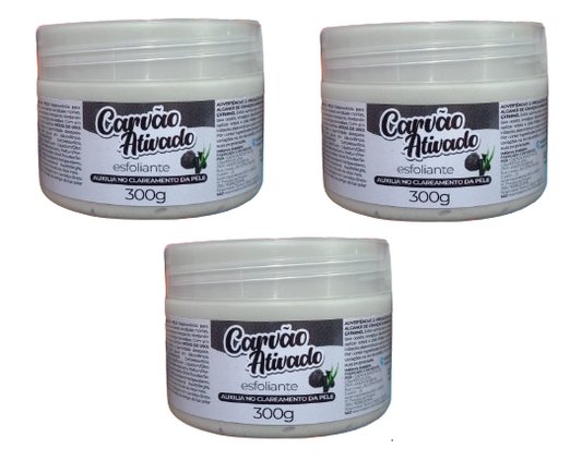 Kit c/3 Un - Esfoliante Clareador Carvão Ativado 300G - Essência da Mulher