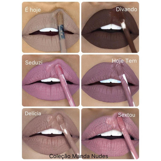 Kit c/6 Un - Batom Líquido Matte Vegano Manda Nudes - Adversa - AD301