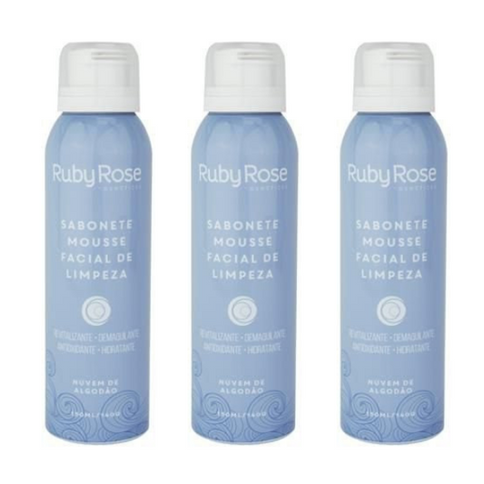 Kit c/3 Un - Sabonete Mousse Facial De Limpeza Nuvem De Algodão HB320 - Ruby Rose - Minha loja