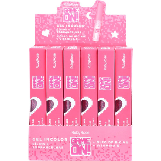 Kit c/6 Un - Gel Incolor Cílios + Sobrancelhas Game On - Ruby Rose - HB509 - Minha loja