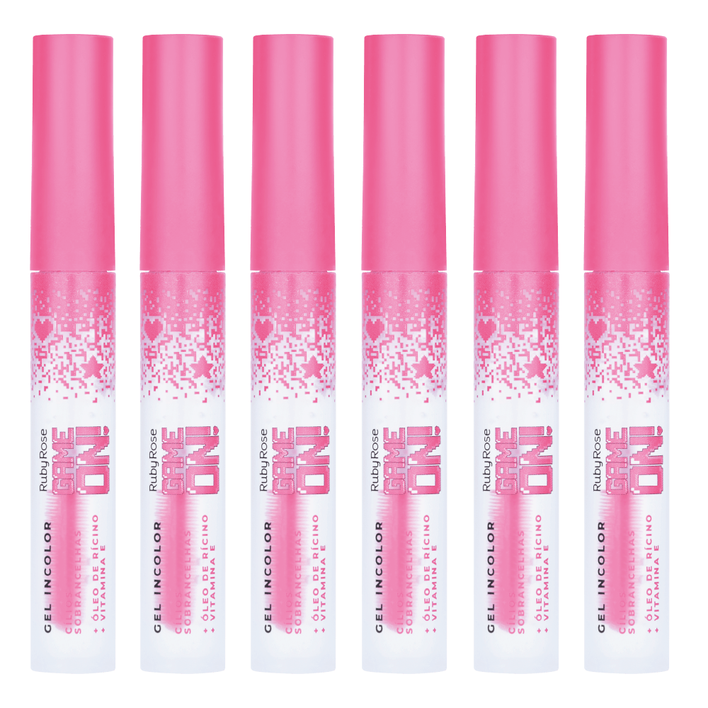 Kit c/6 Un - Gel Incolor Cílios + Sobrancelhas Game On - Ruby Rose - HB509 - Minha loja