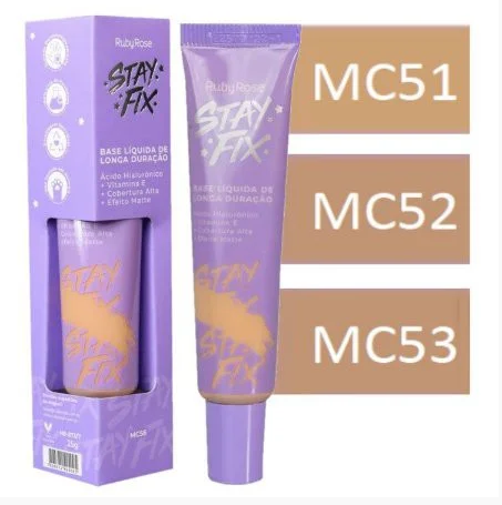 Kit c/6 Un - Base Líquida de Longa Duração Stay Fix - Ruby Rose - HB873/G3 - Minha loja