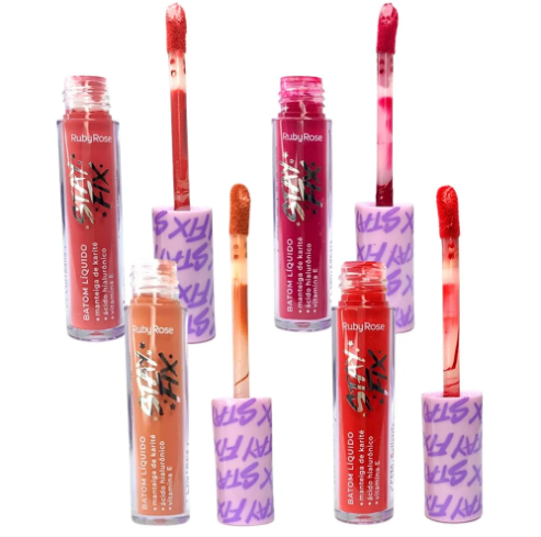 Kit c/8 Un Batom Líquido Stay Fix Ruby Rose - HB569 - Minha loja