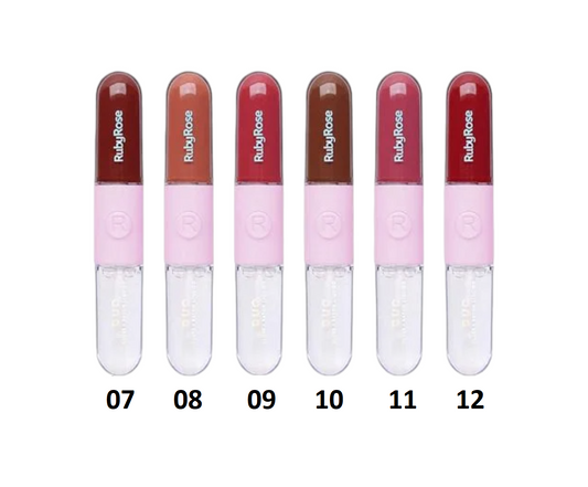 Kit c/ 6 Und. - Gloss + Batom Líquido Duo G2 - HBF569 - Ruby Rose - Minha loja