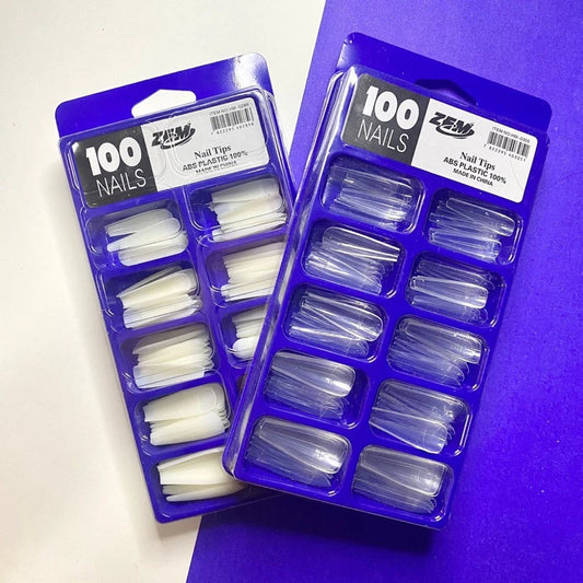 Tips Nail Picks 100 Kit/Natural Ballerina (White/Transparent) Lengthens the Nail Resistant Easy to Sanding