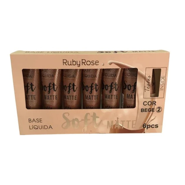 Kit c/6 Base Líquida Soft Matte Bege 2 - Ruby Rose HB8050 - Minha loja