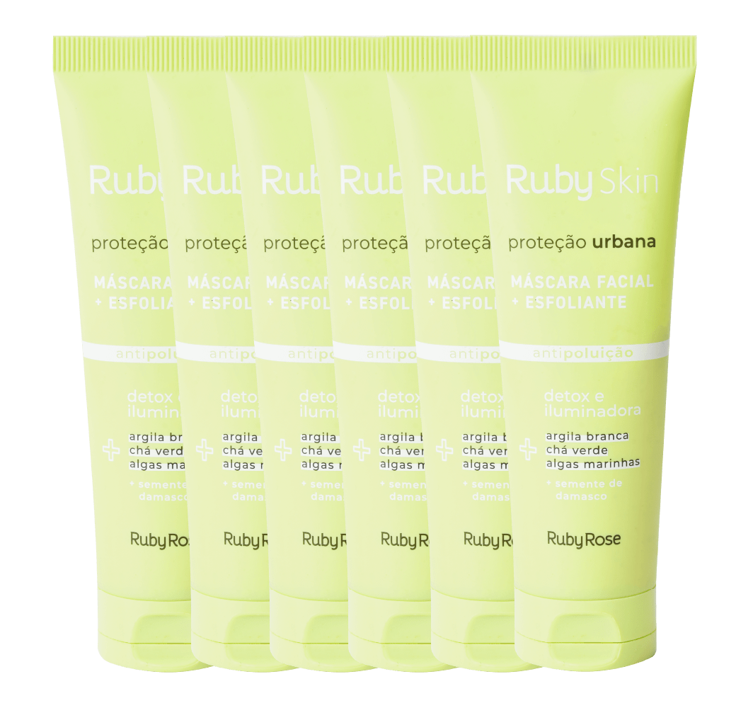 Kit c/6 Un - Máscara + Esfoliante Facial Proteção Urbana - Ruby Rose - HB407 - Minha loja