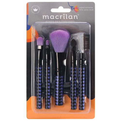 Kit c/6 Un - Kit com 5 Pincéis para Maquiagem Cores Sortidas - KP5-35 - Macrilan