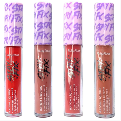 Kit c/8 Un Batom Líquido Stay Fix Ruby Rose - HB569 - Minha loja